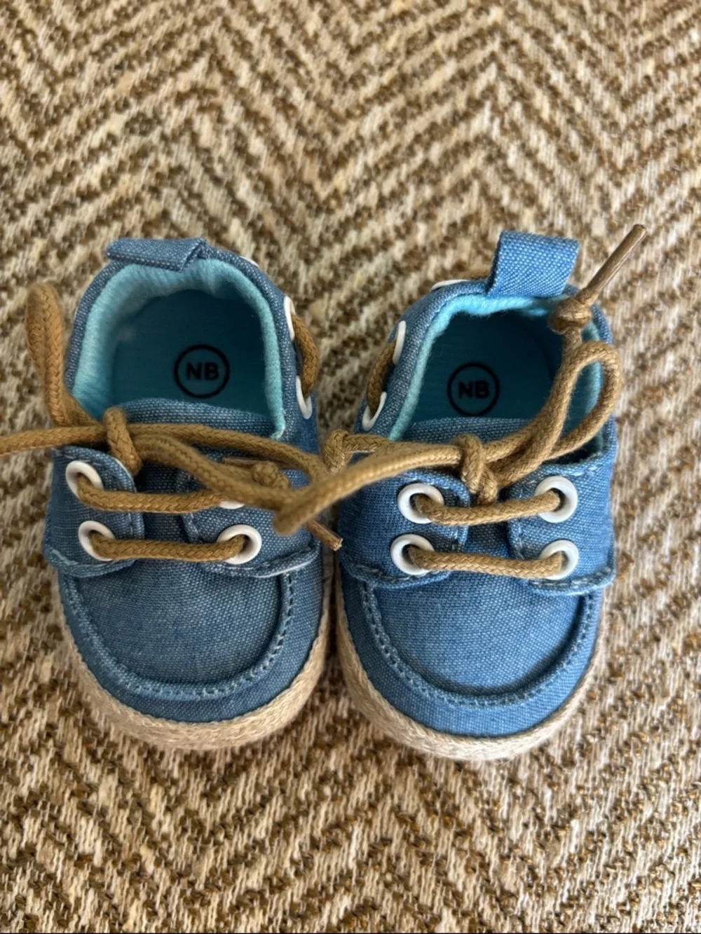 Newborn BABY Boy Blue Canvas Boat Shoes Soft Sole NWOT! Never worn! NB Size